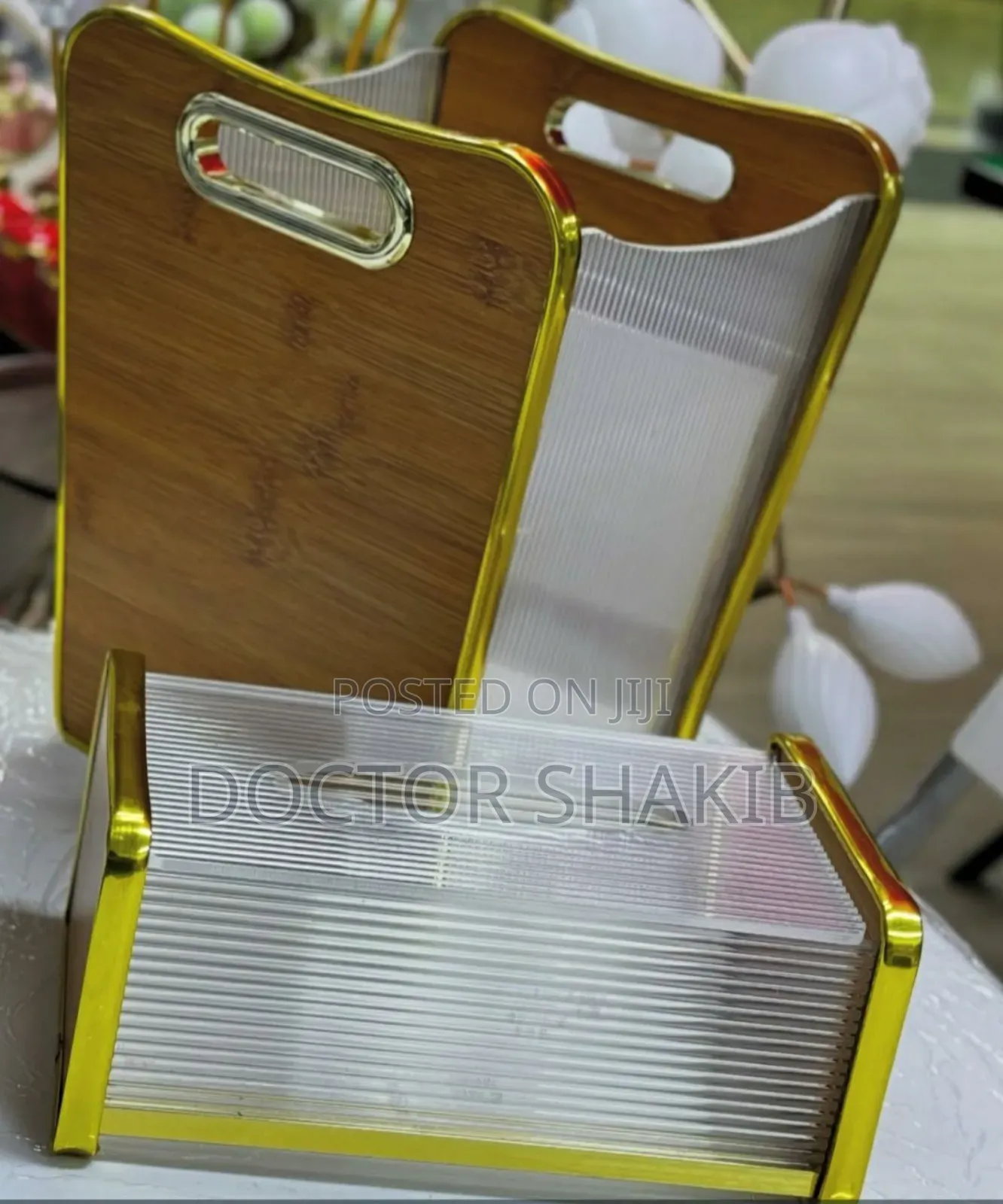 New Premium Plastic Tissue Holder Box and Trash Bin Dustbin Set