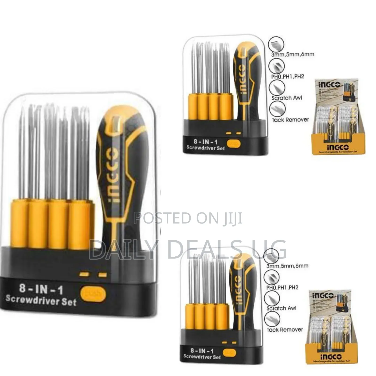 Ingco 9 PCS Interchangeable Screwdriver Set -Orange/Black