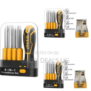Ingco 9 PCS Interchangeable Screwdriver Set -Orange/Black