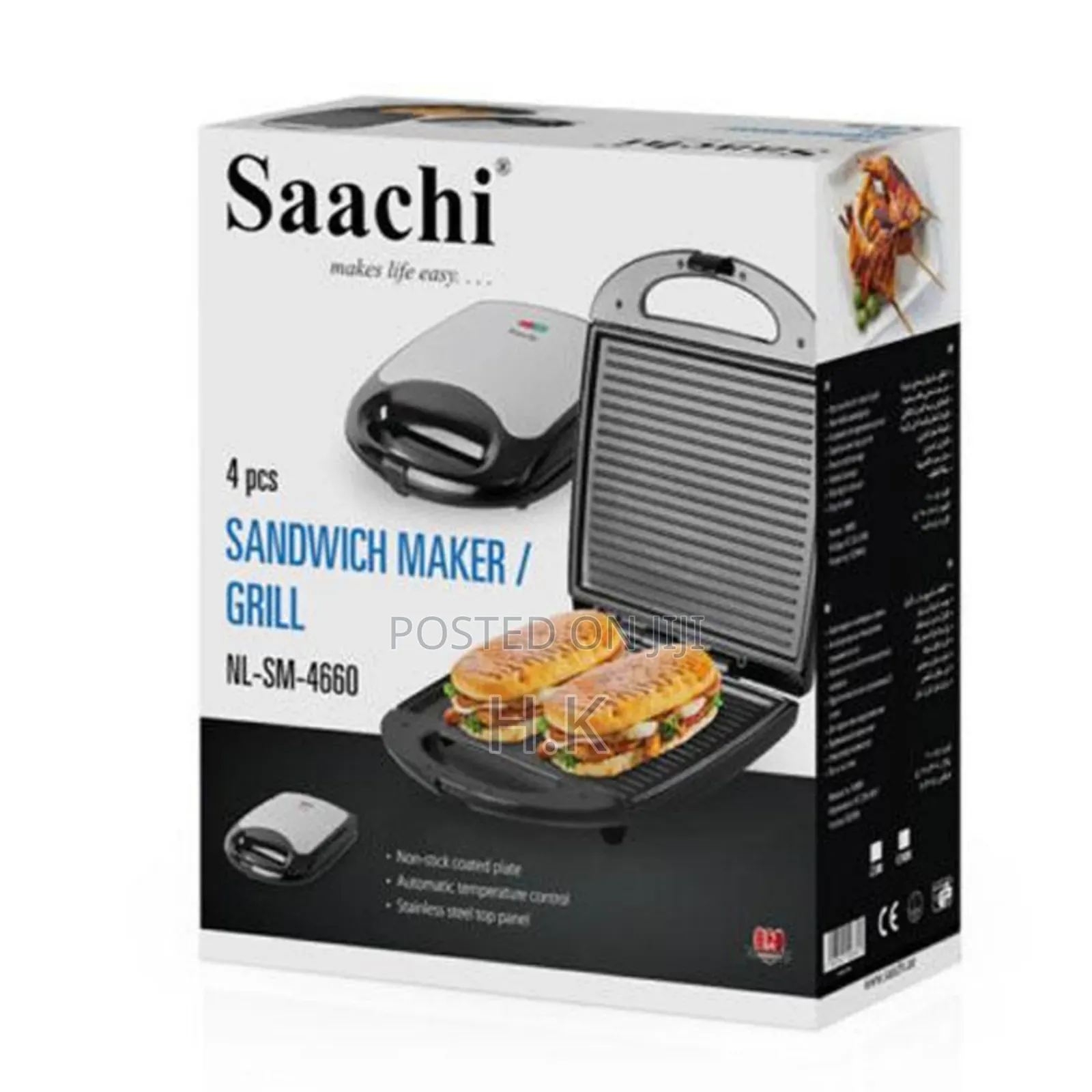 Saachi 4 PCS Sandwich Maker/Grill Nl-Sm-4660