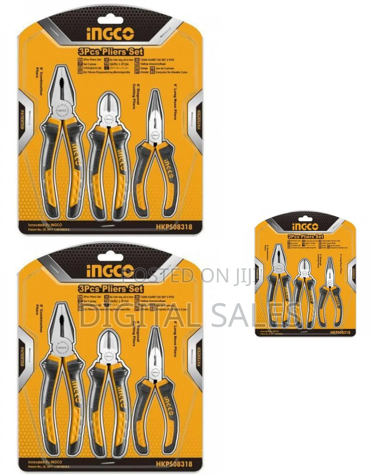 Ingco Hkps28318 Ingco 3pcs Pliers Set _ Yellow