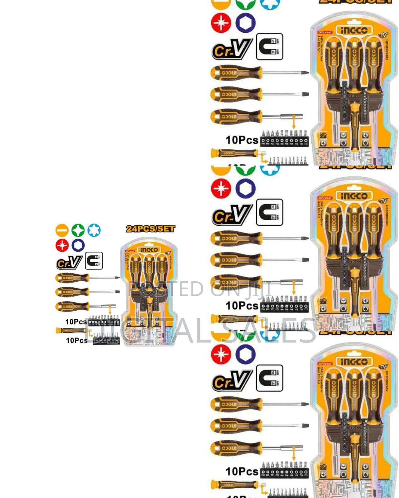 Ingco 24 Piece Screwdriver and Bits Set -Multicolour