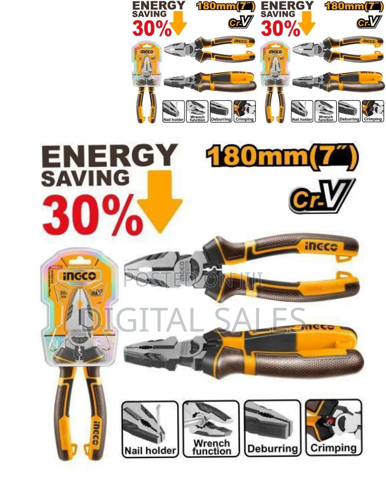 Ingco 3 PCS High Leverage Pliers Set Insulated Pliers-Yellow/Black