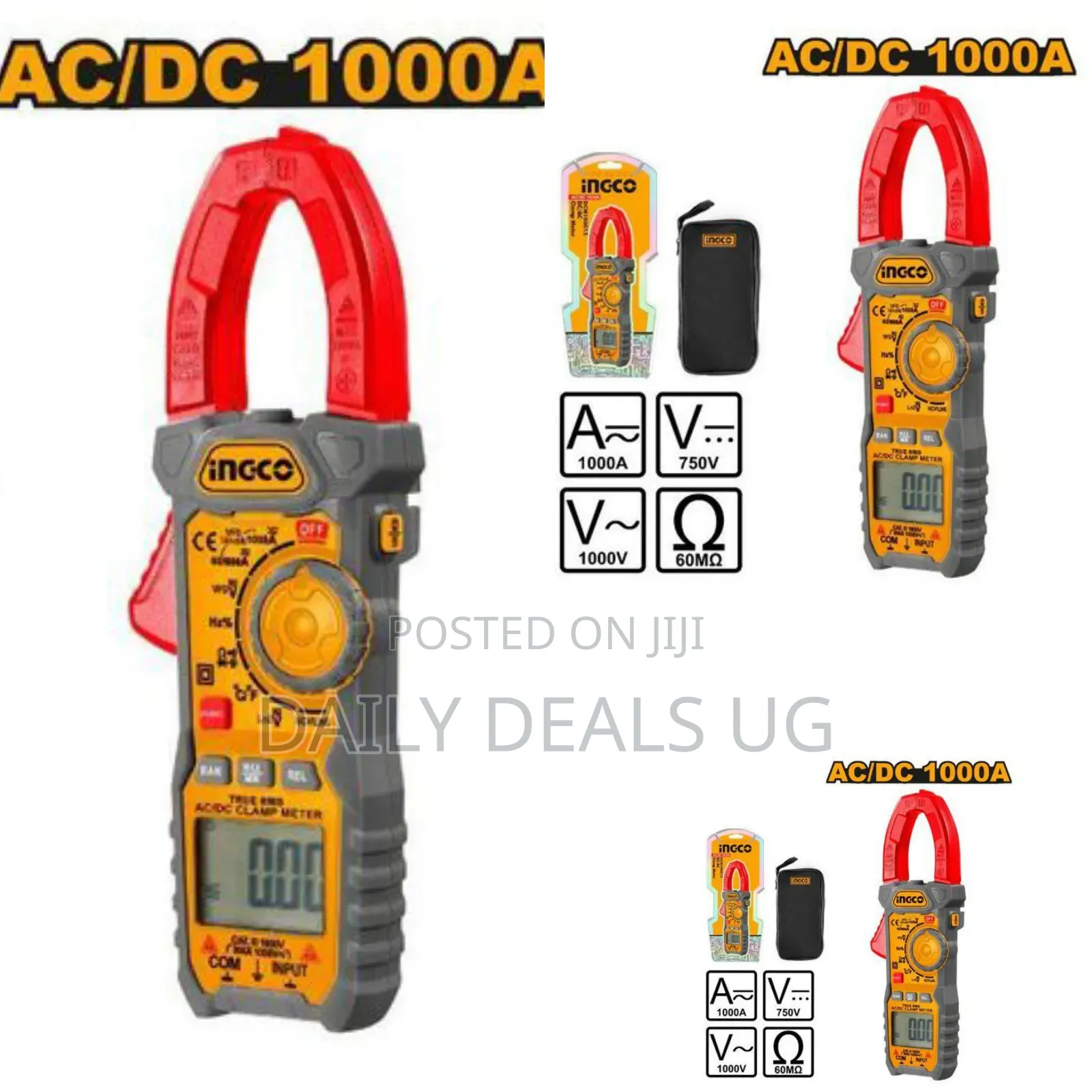 Ingco Dcm100015 Dc/Ac Clamp Meter-Orange