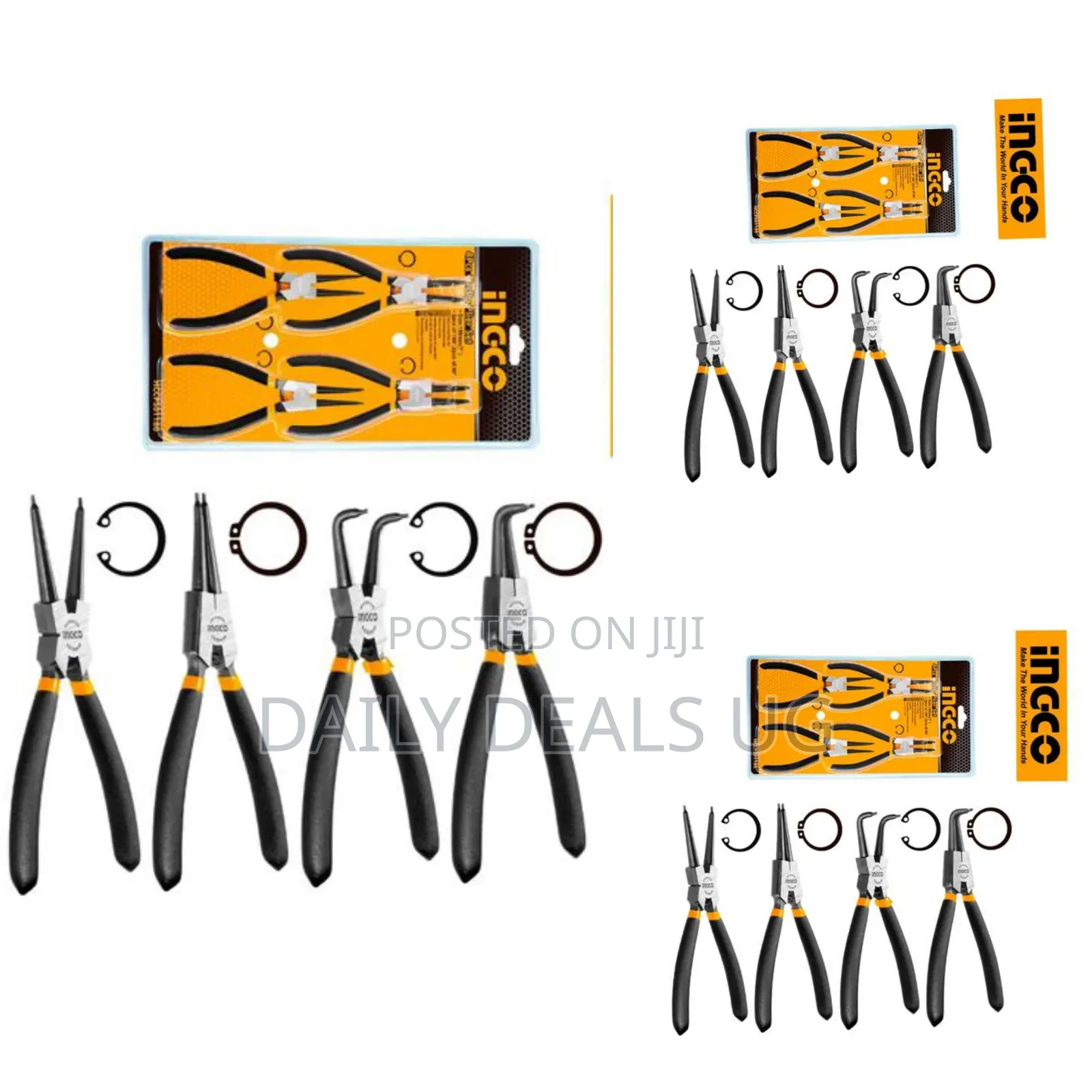 Ingco Hccps01180 -4 PCS Circlip Pliers Set-Orange