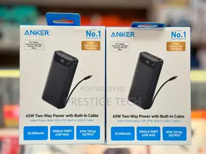 Anker 20000mah Laptop Power Bank 65w Two Way Built In Cable 87w Max