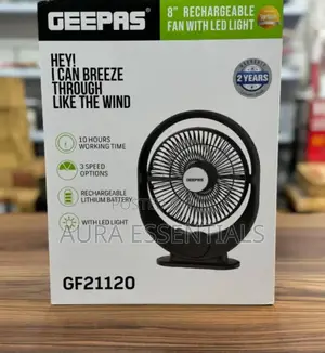 Geepas 8" Rechargeable Fan With Led Light- Gf21120