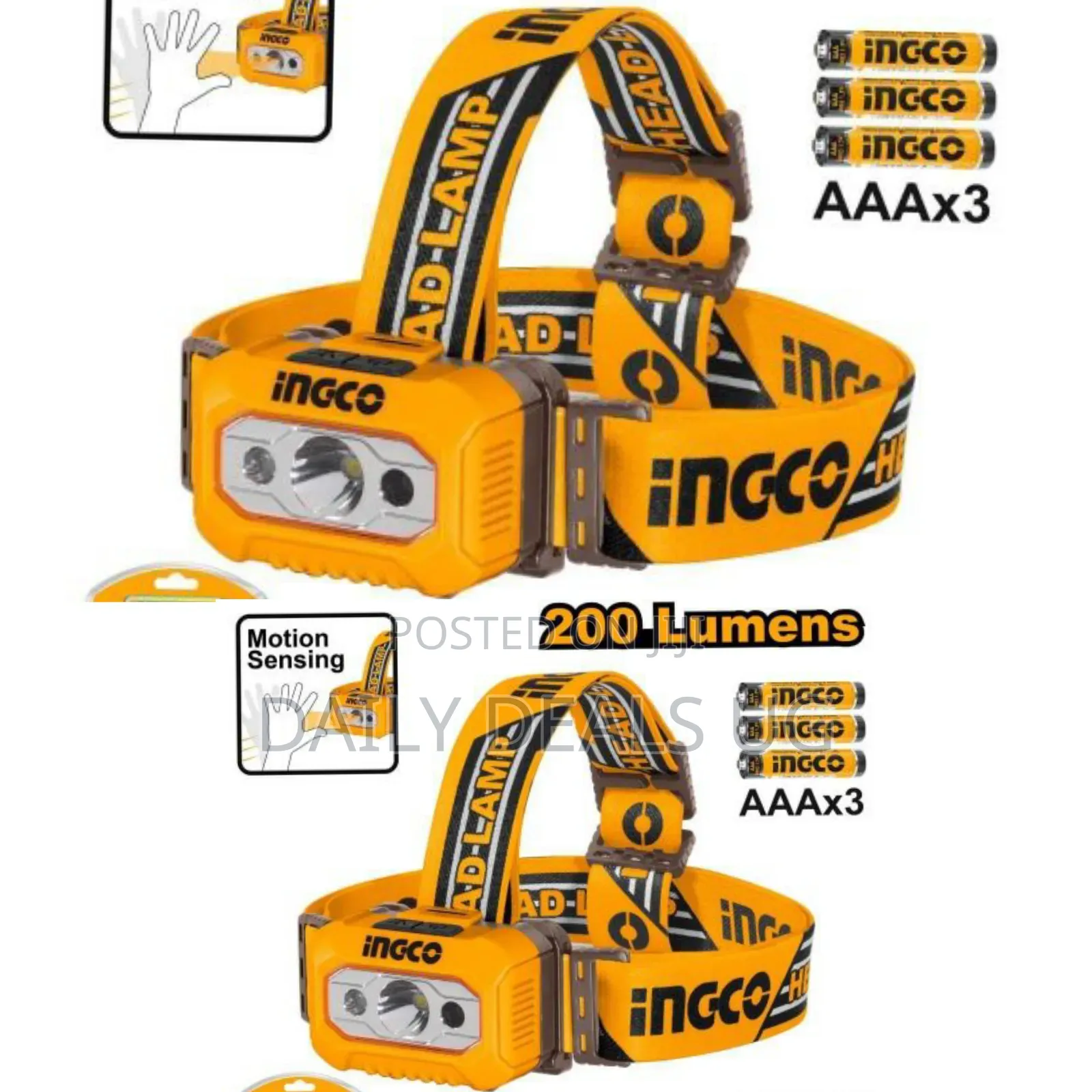 Ingco Headlamp 200 Lumens -Orange