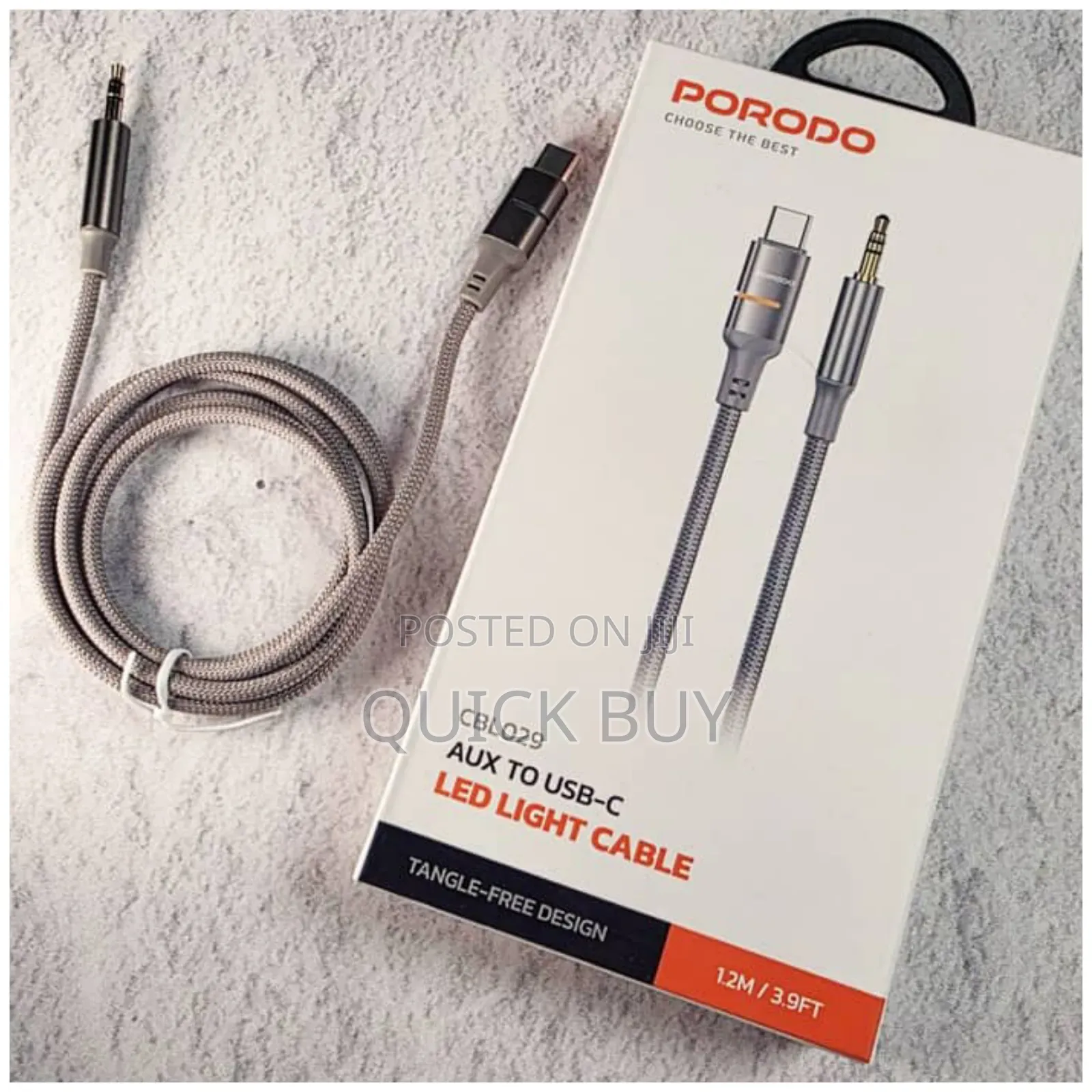 Porodo Aux to Usb-C Led Light Cable