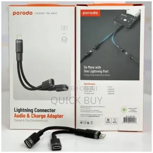Porodo Lightning Connector Audio Charge Adapter