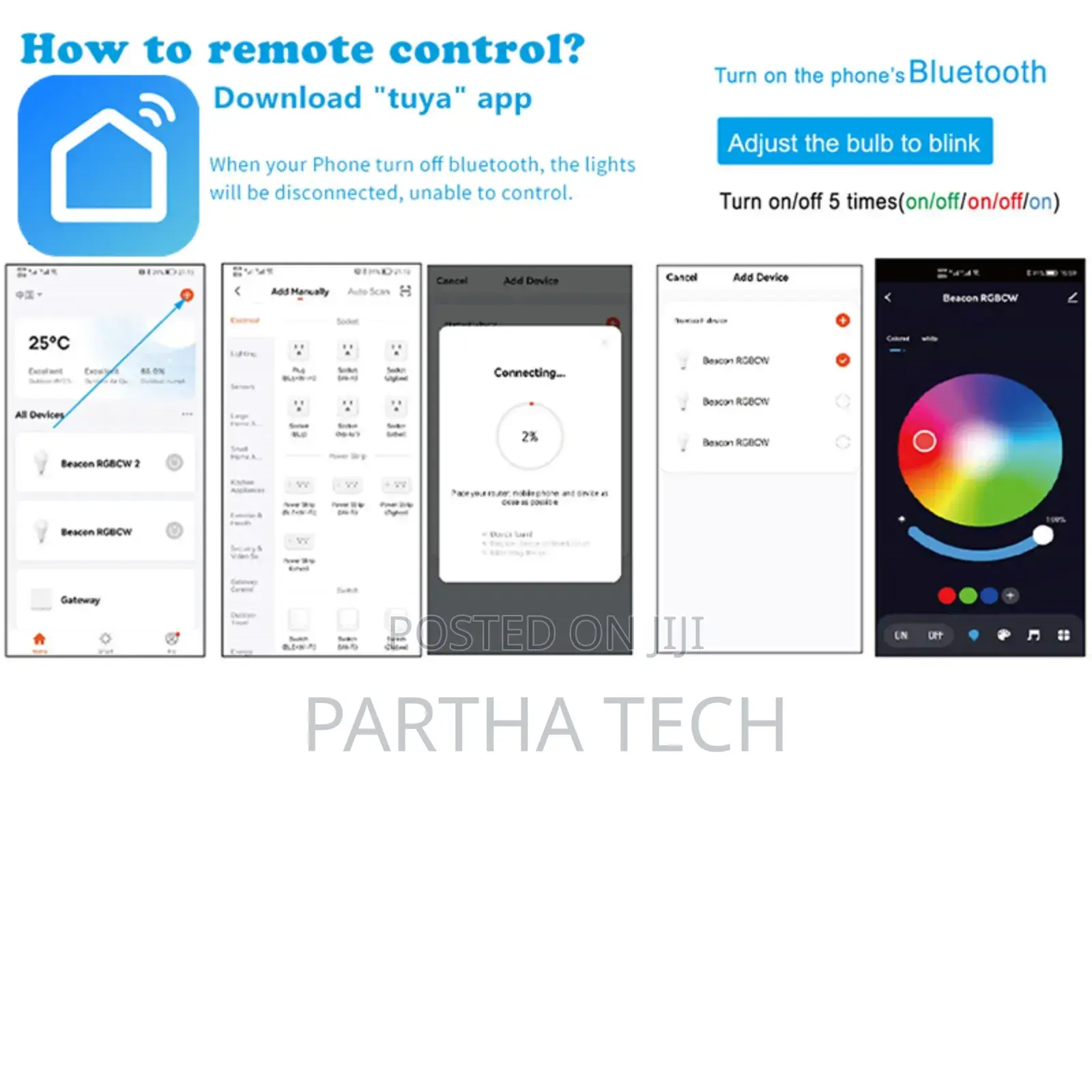 Tuya Bluetooth Smart Bulb With All Colours Rgb. App Controlled
