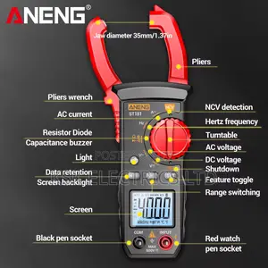 Aneng St182 Digital Clamp Meter Dc/Ac Current 4000 Counts Mul