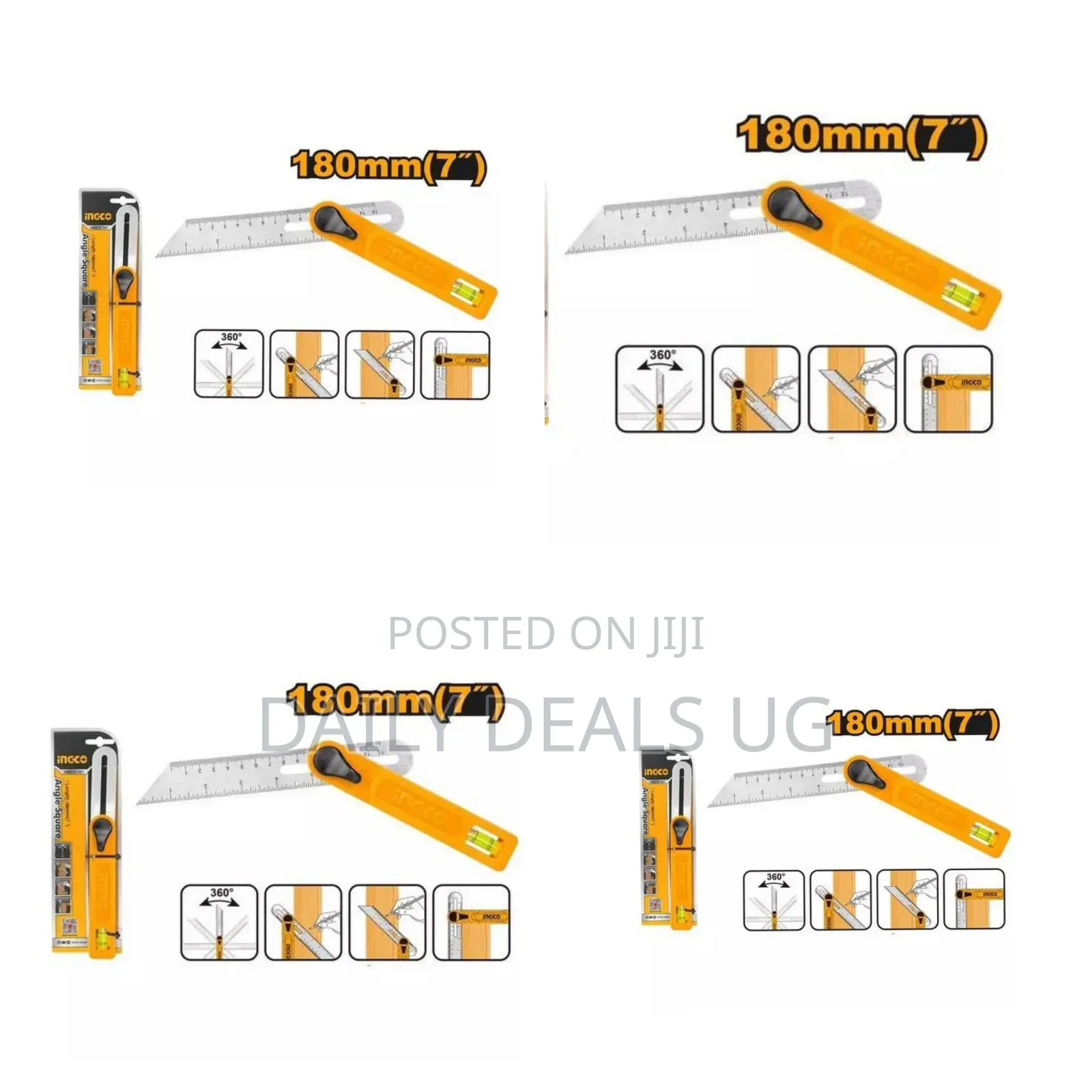 Ingco 150mm Length and 28mm Blade Width Angle Square, Has181501