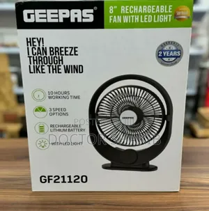 Quality Geepas 8" Rechargeable Fan With Led Light- Gf21120