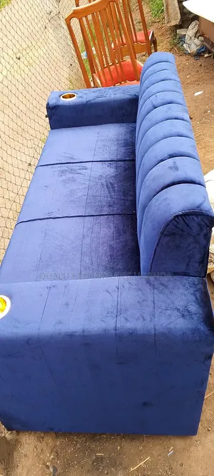3 Seater Cupholder Blue Couch