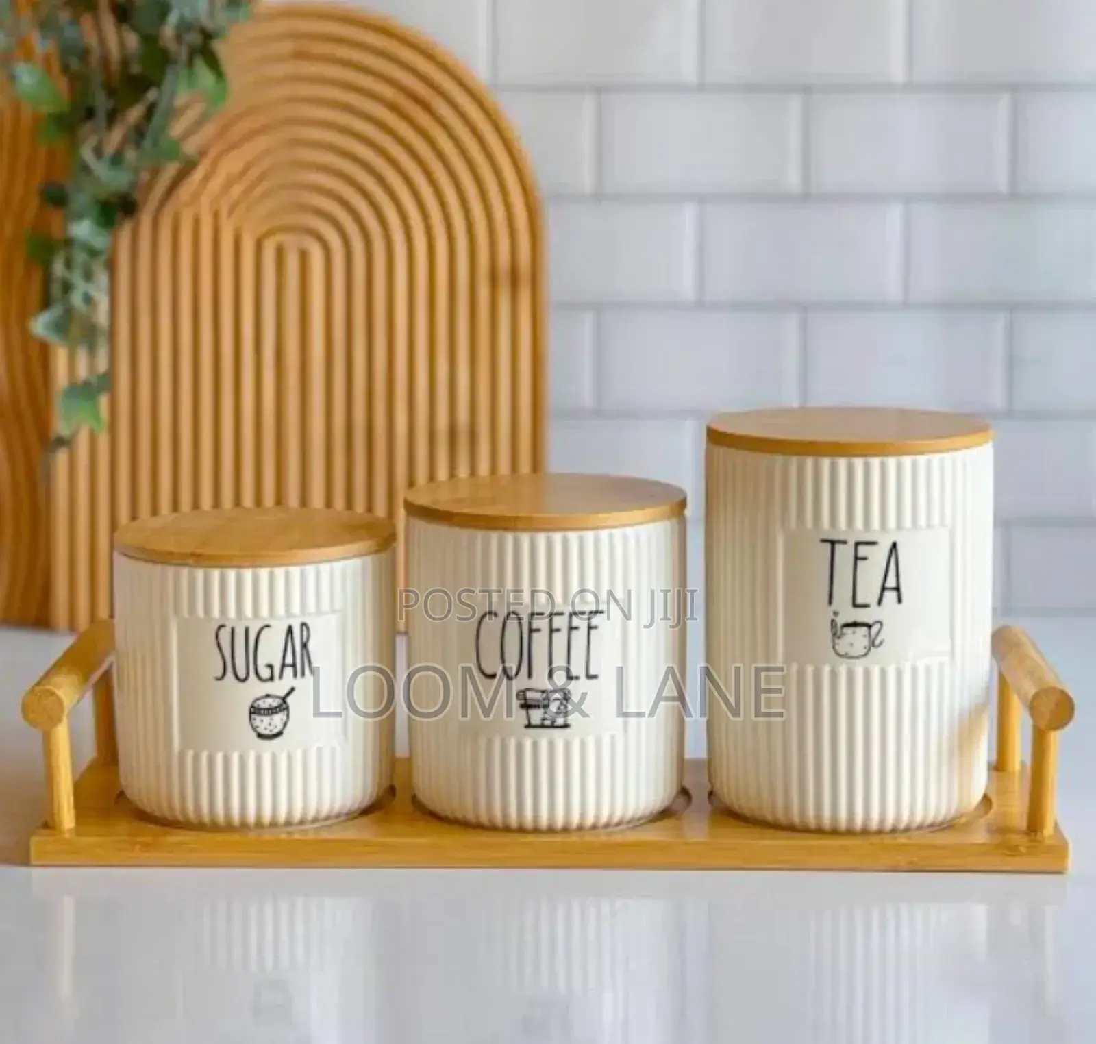 Kitchen Canister Set With Bamboo Lids, 3-Piece