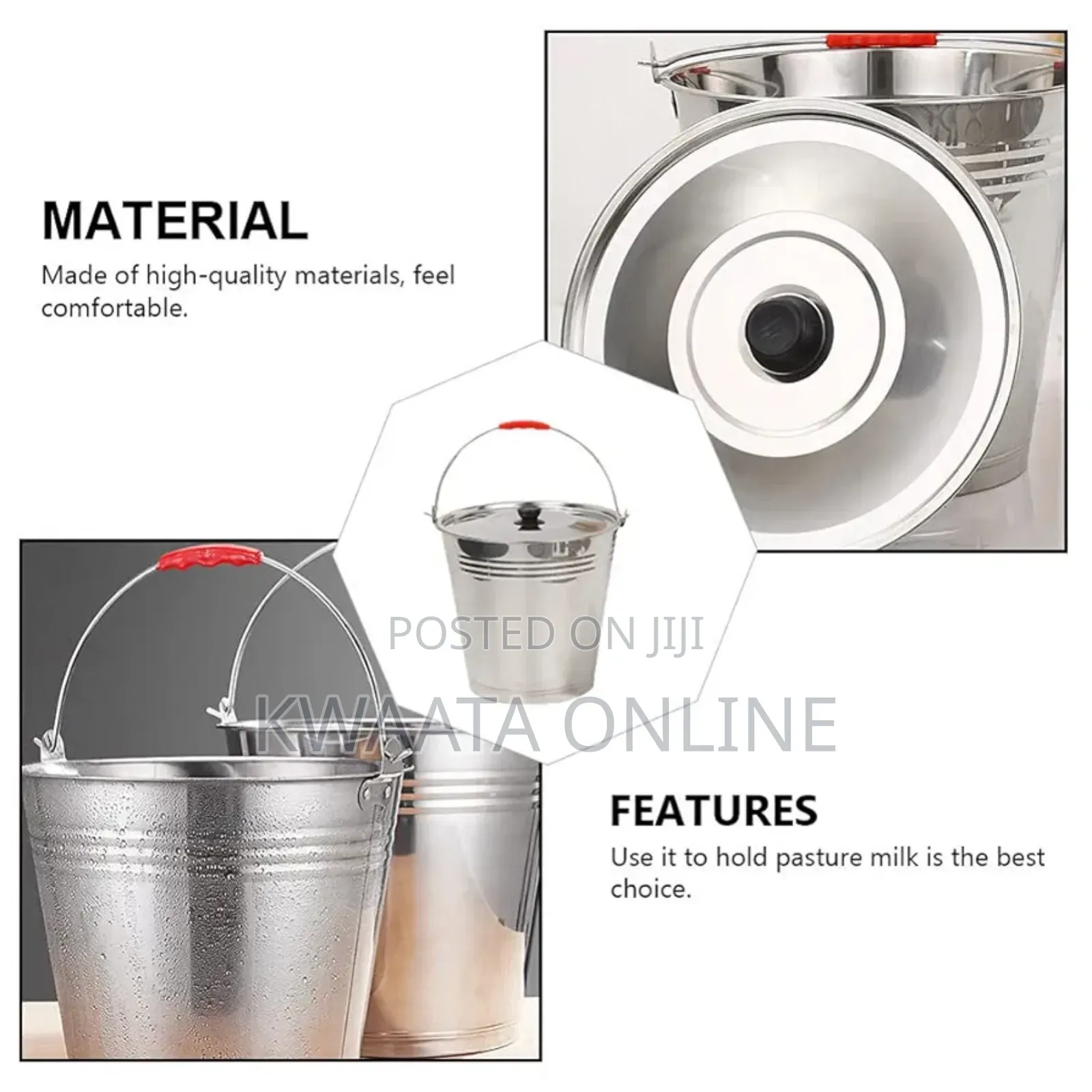 6 Piece -Stainless Ice Bucket With Lid Steel Milk Can Storage Bucket