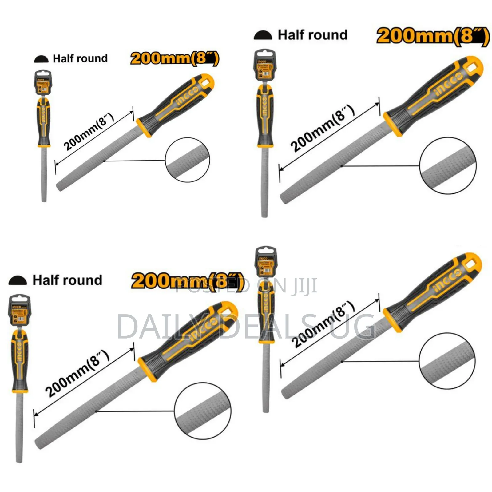 Ingco Hwhf088 -Half Round Wood File -Orange