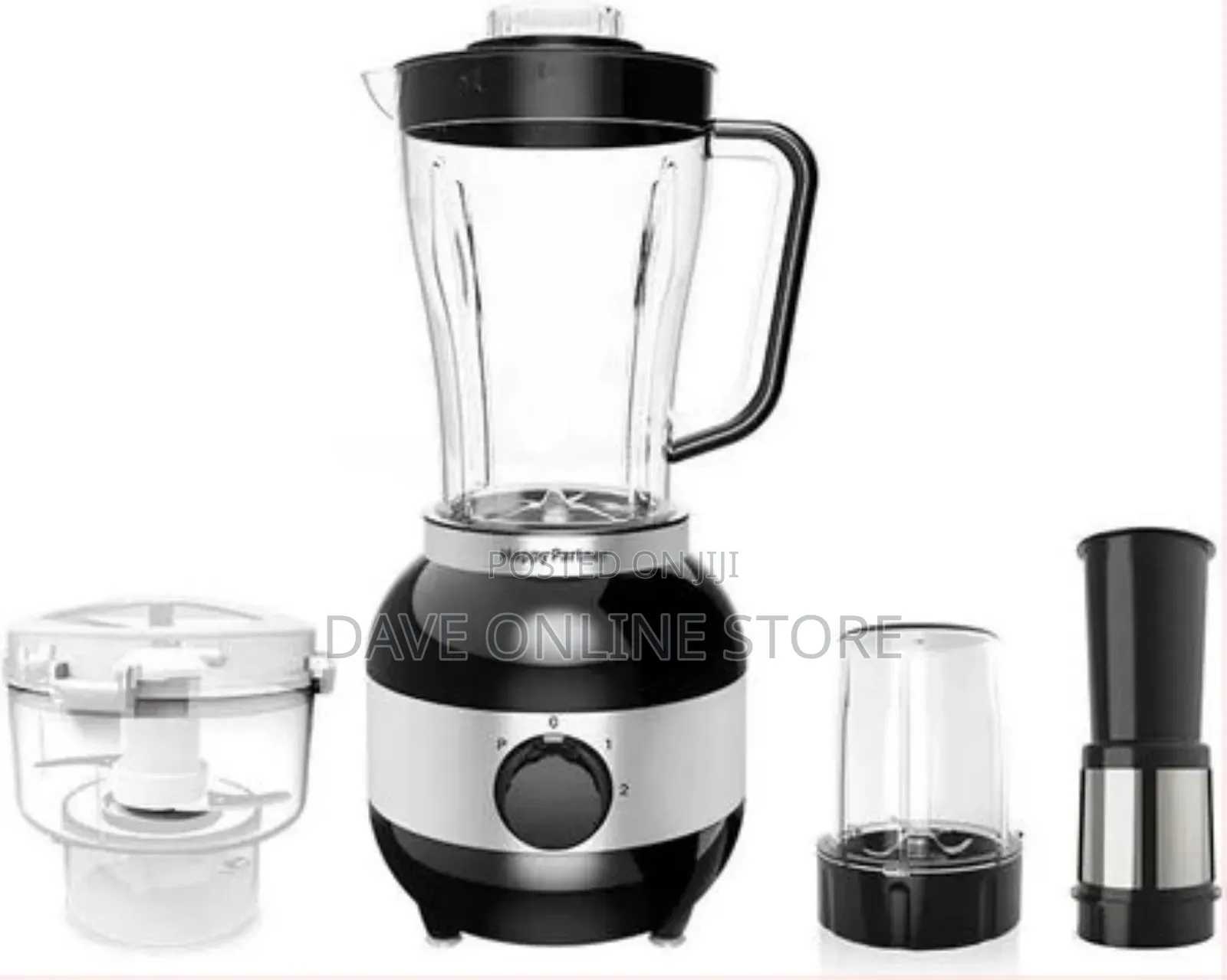 Hoffmans 4 in 1 Blender With Grinder Juicer Mill Food Processor-Black