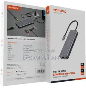 Porodo 9 in 1 Ethernet Usb -C Hub