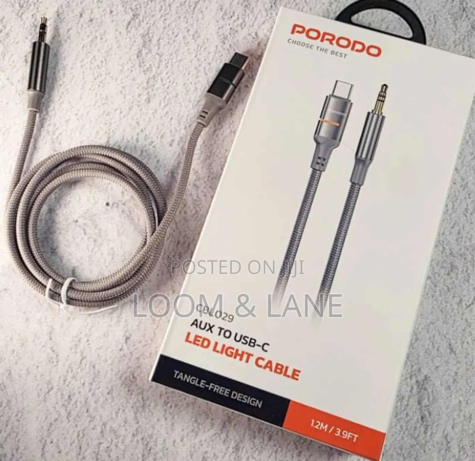 Porodo Aux to Usb-C Led Light Cable