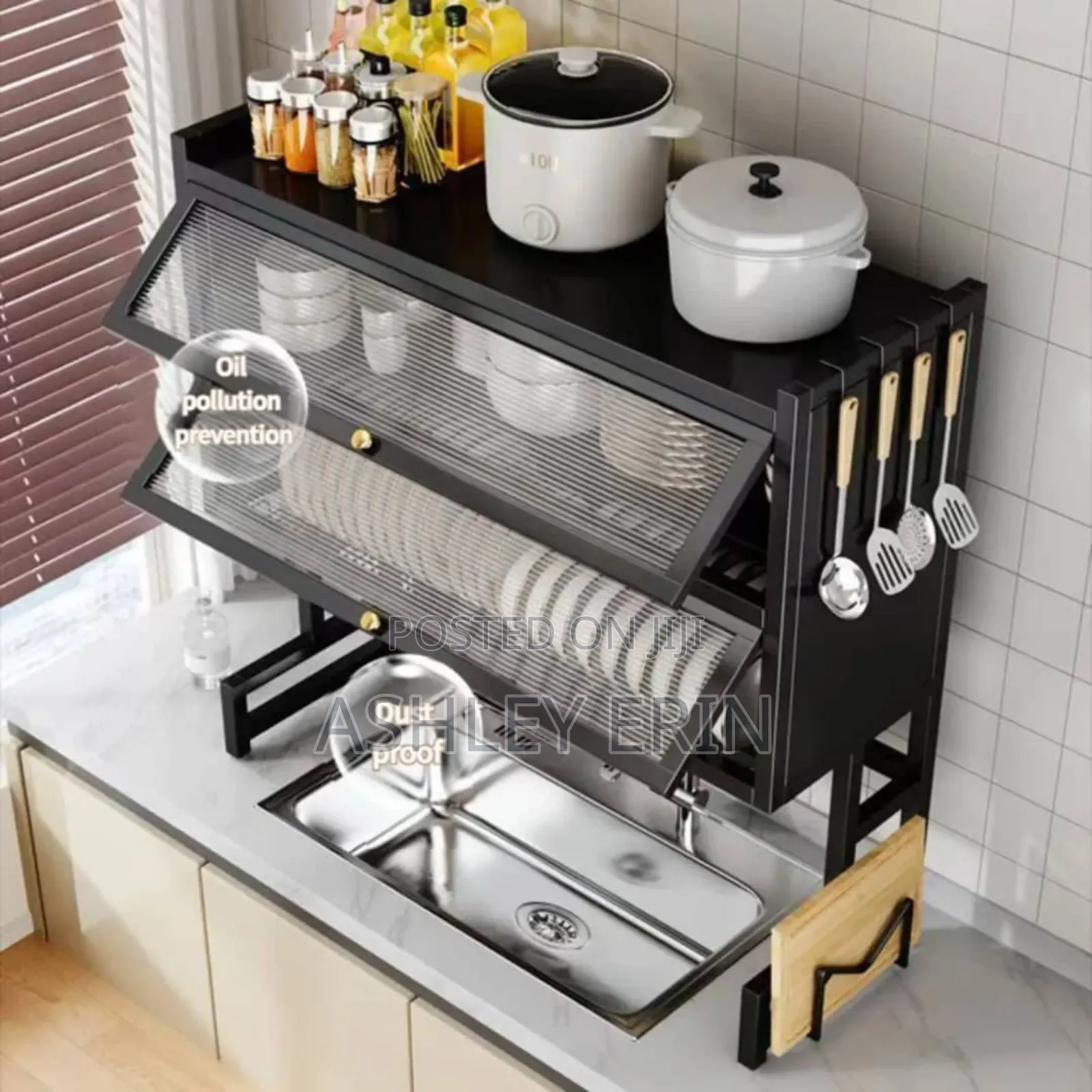 Dustproof Double Dish Cabinet Organiser Rack