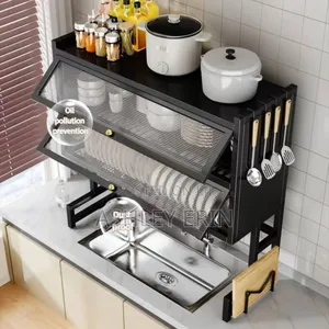 Dustproof Double Dish Cabinet Organiser Rack