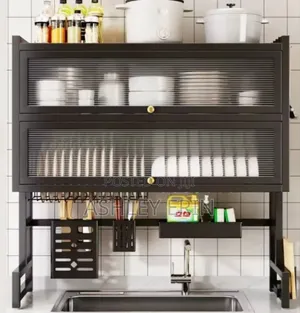 Dustproof Double Dish Cabinet Organiser Rack