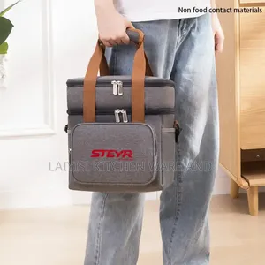 13l Food Insulated Cooler Two Compartments Handbag Large Capacity Bag