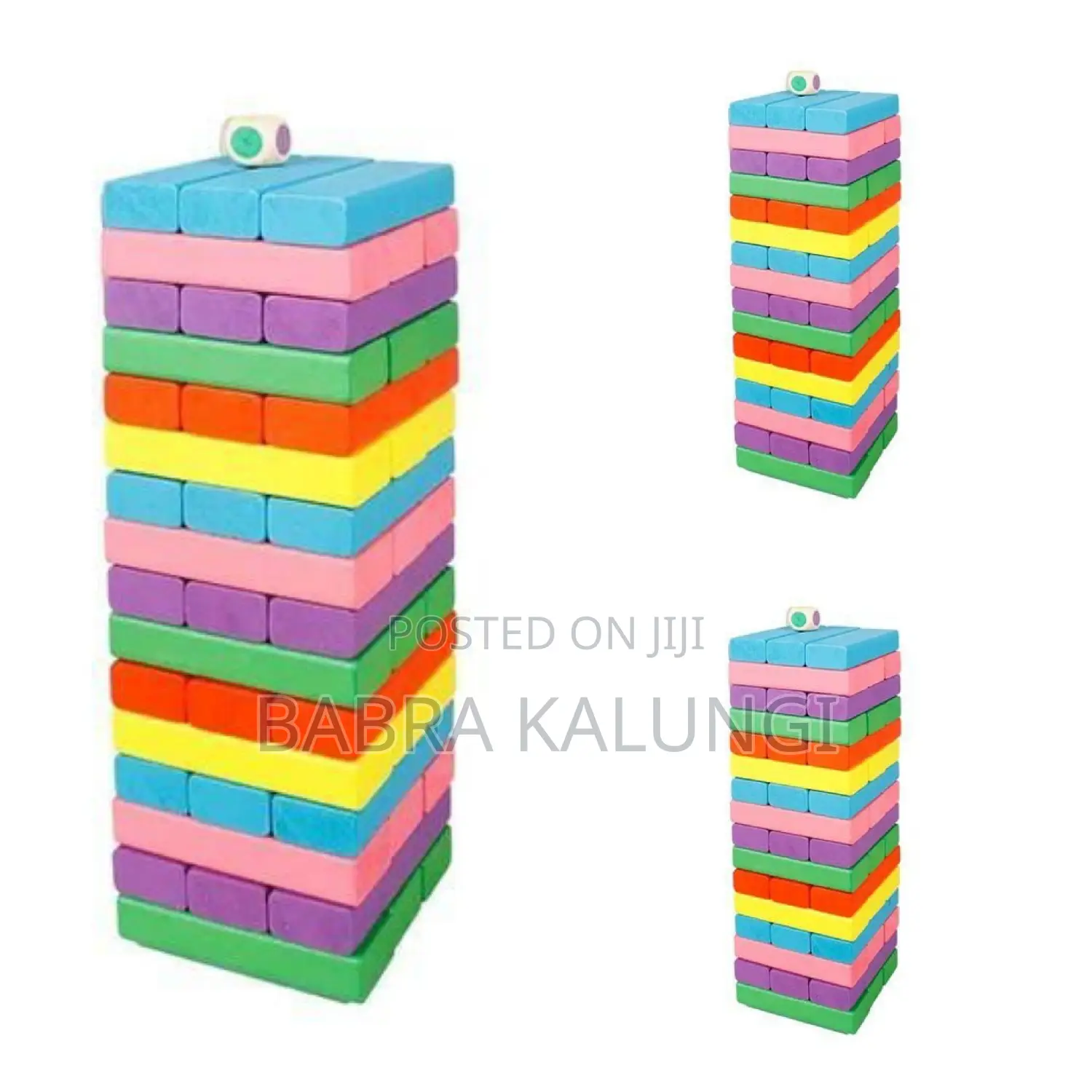 Wooden Jenga Blocks Game Play Multicolored