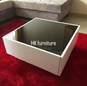 Square White Center Table With Black Glass