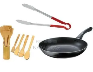 A Set of Unstick Frying Pan Tong and Bamboo Spoon