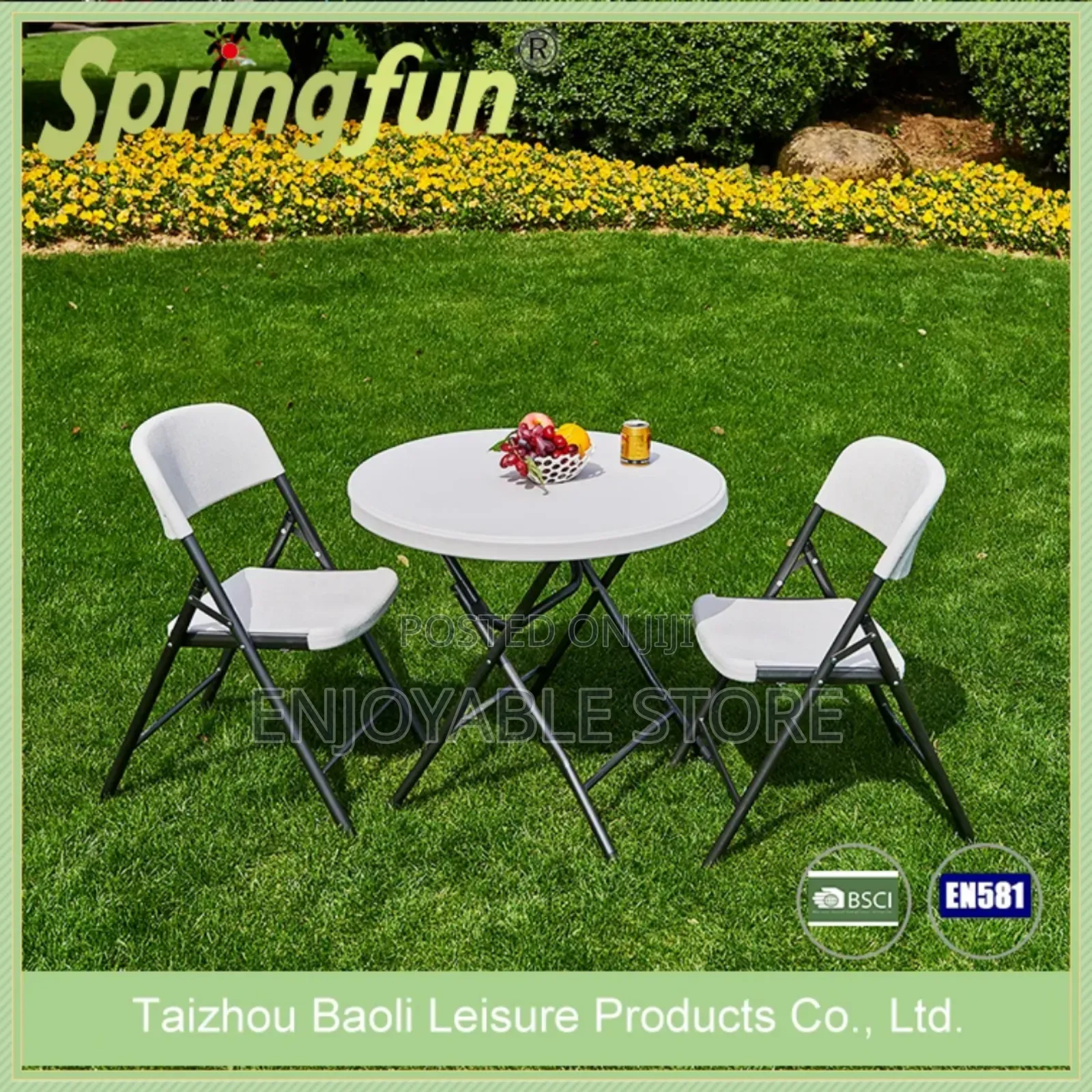 Picnic Plastic Foldable Table and Chairs for Outdoor/Indoor Dining