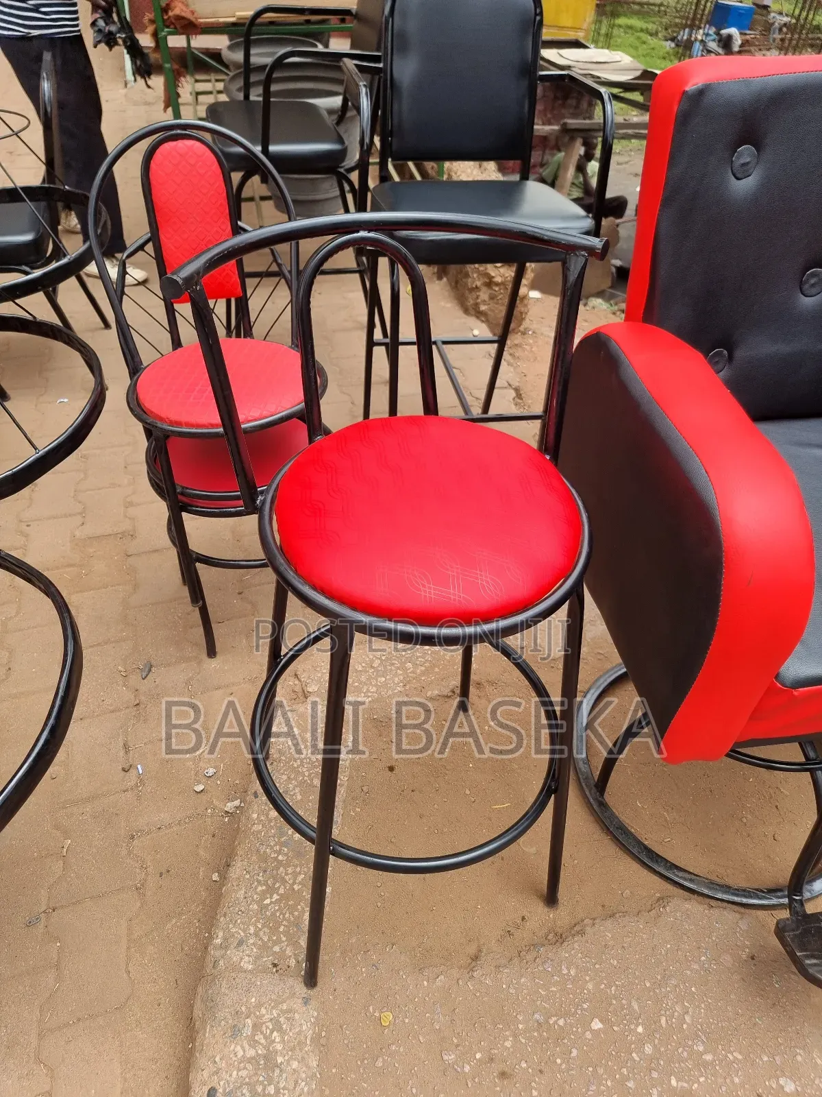 Leather and Metallic Counter Chairs/Heighty