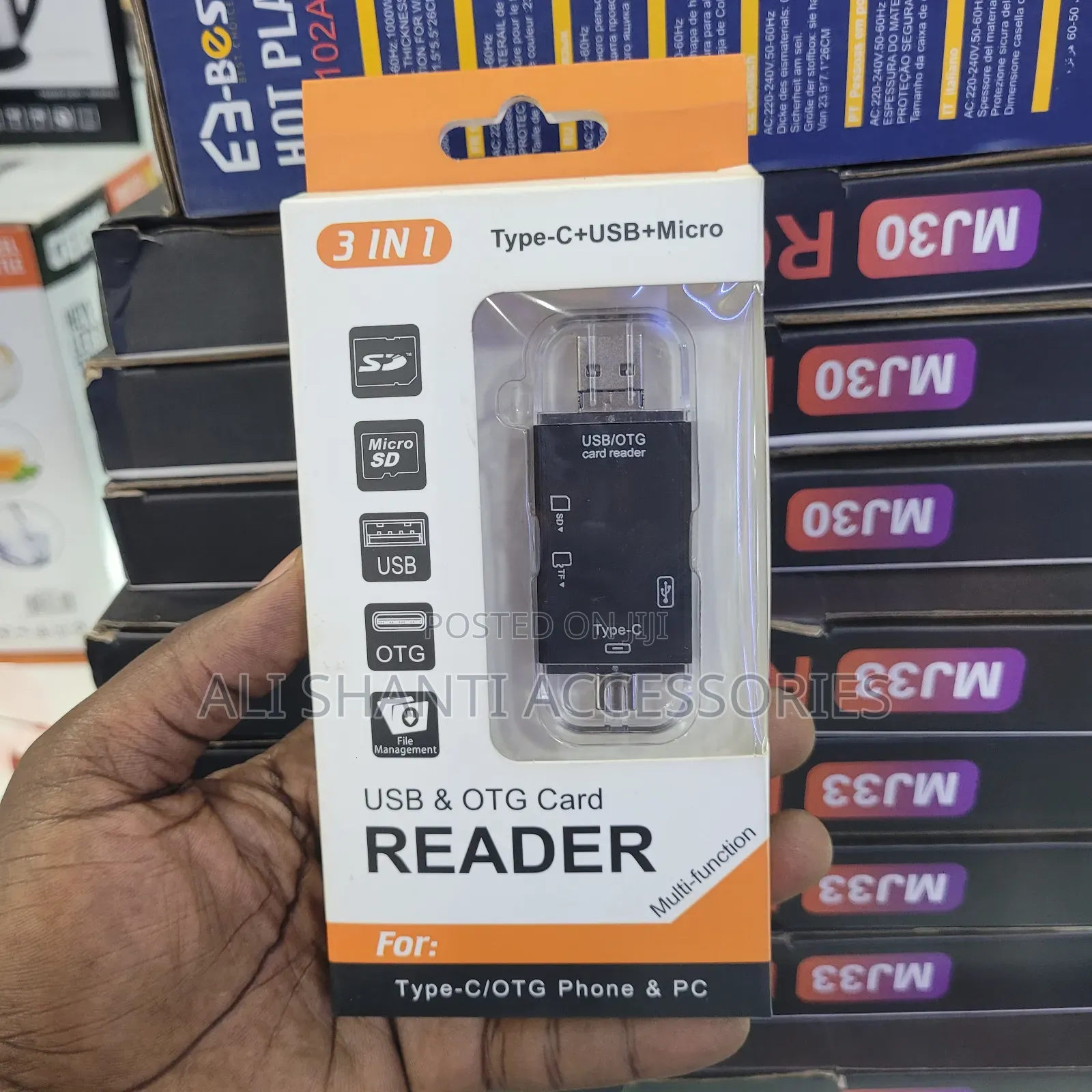 3 in 1 Usb-C + Usb + Micro Otg Card Reader High Speed