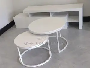 Center Table Round and White Tv Stand Combination