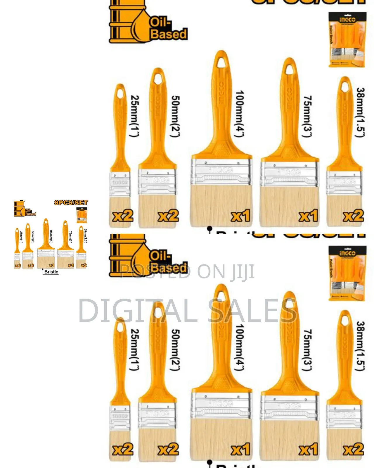 8 PCS Paint Brush Set - Orange00