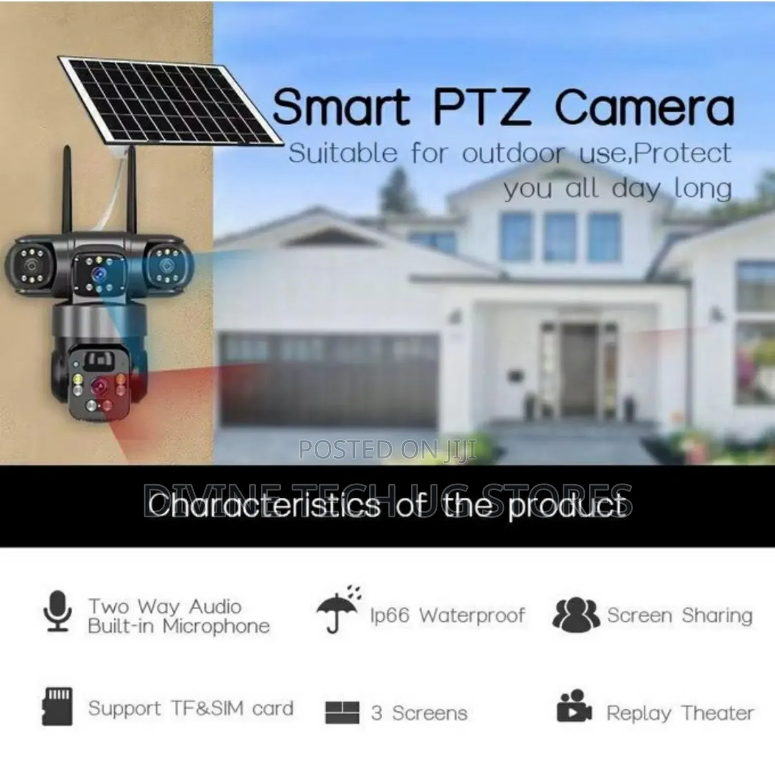 8k 3lens Solar Smart Net 10x-zoom Surveil Camera