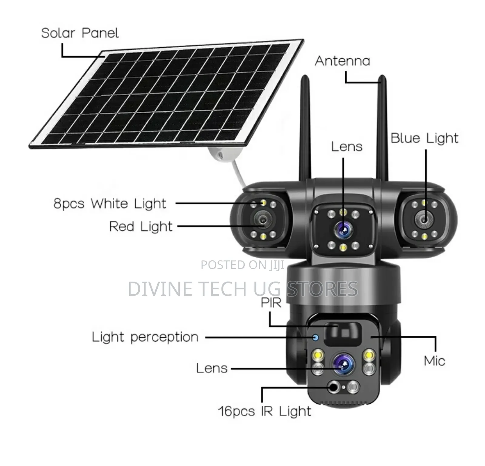 8k 3lens Solar Smart Net 10x-zoom Surveil Camera