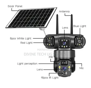 8k 3lens Solar Smart Net 10x-zoom Surveil Camera