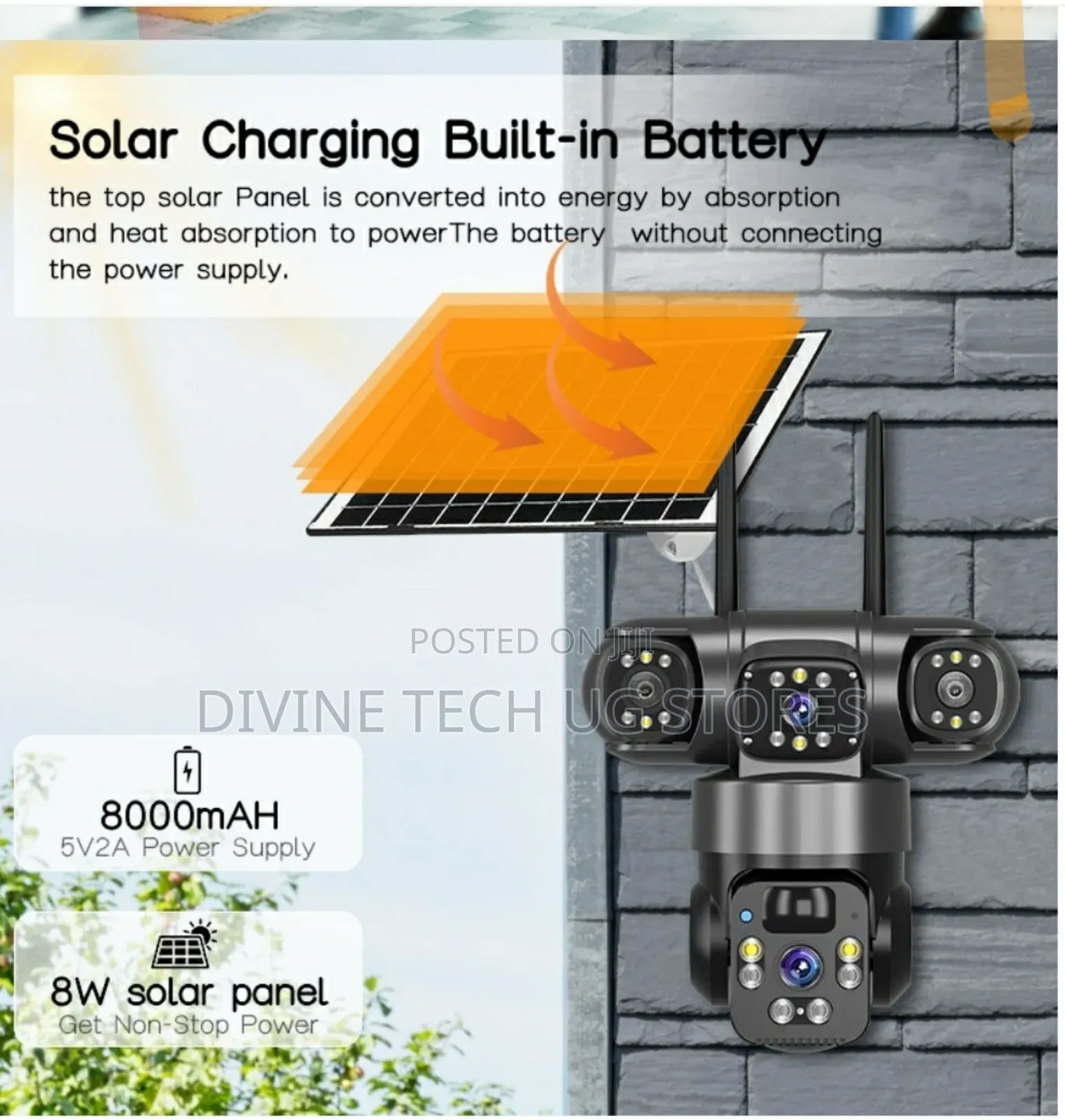 8k 3lens Solar Smart Net 10x-zoom Surveil Camera