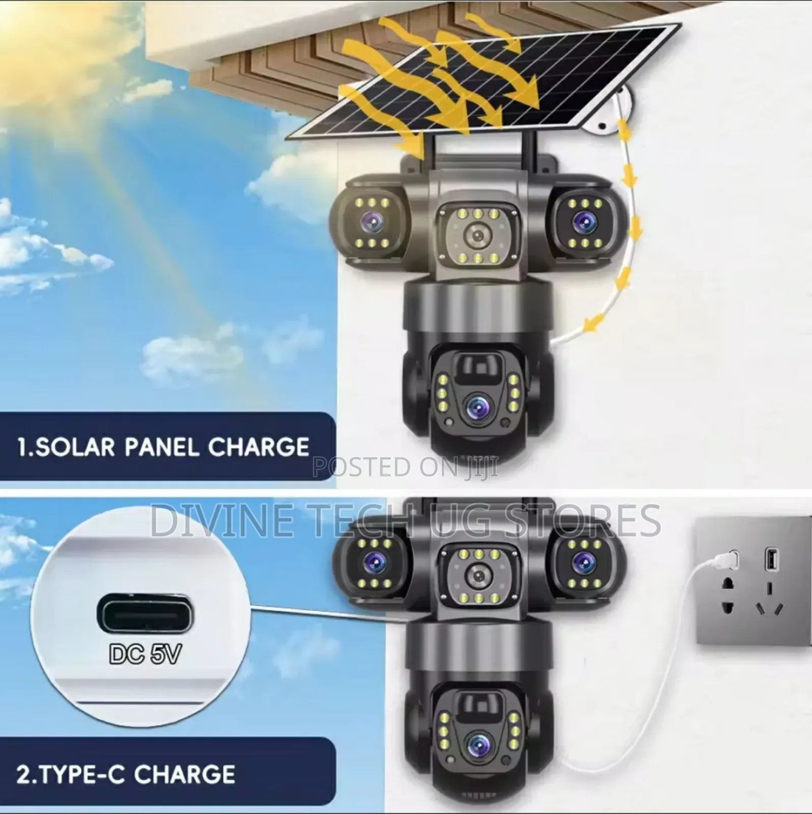 3 Lens 5g Solar Ai Human Detection Security Camera