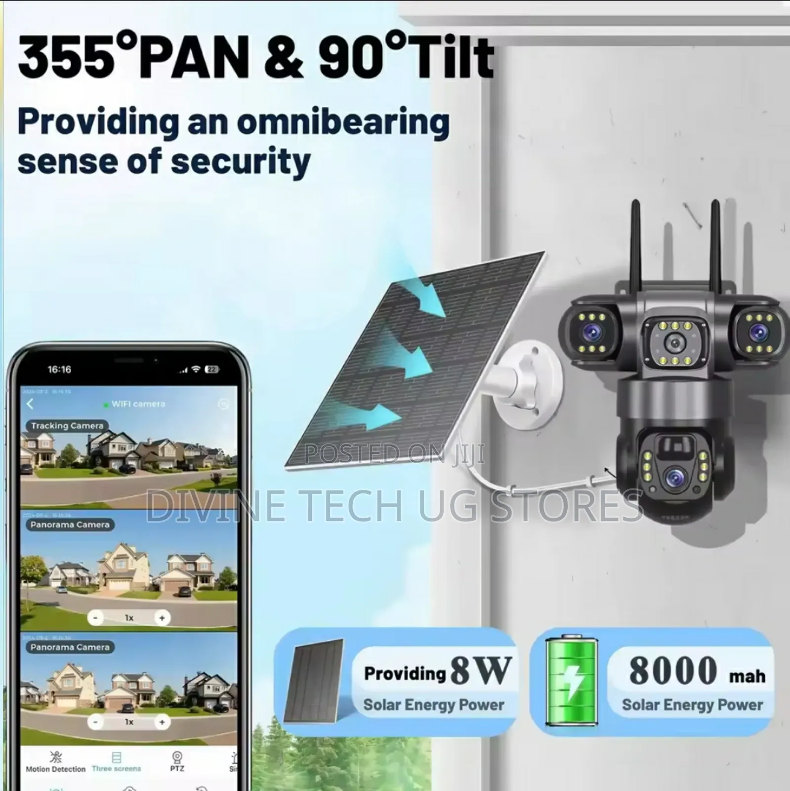 3 Lens 5g Solar Ai Human Detection Security Camera