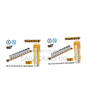Ingco Hkts12103 -10pcs 1/2" Socket Set -Orange