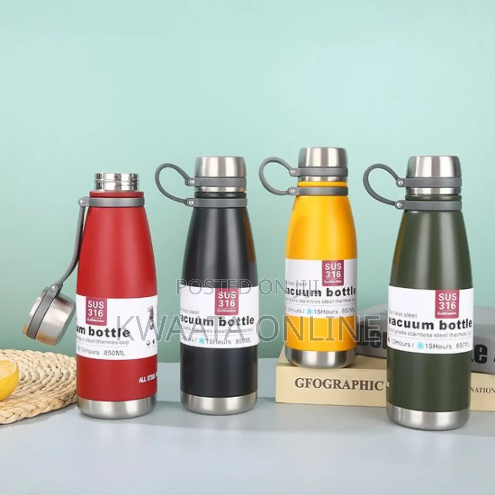 650ml Double Vacuum Stainless Steel Insulated Water Bottle With Handle
