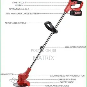 Portable And Rechargeable Grass Cutter With Wheels Glasses,Gloves.