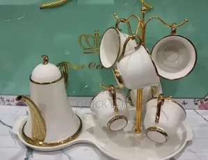 9-Piece Tea Set With a Cup Stand White