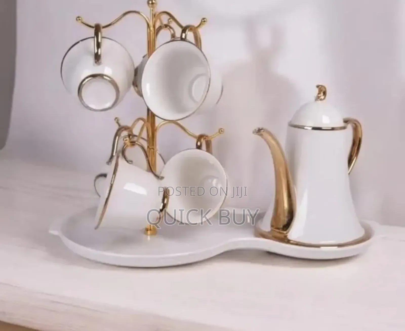 9-Piece Tea Set With a Cup Stand White