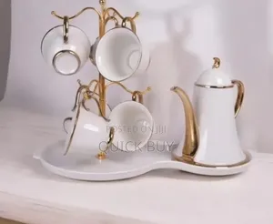 9-Piece Tea Set With a Cup Stand White