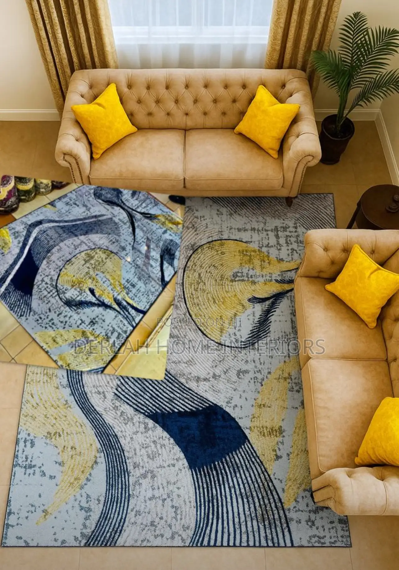 Blue and Yellow Center Carpet